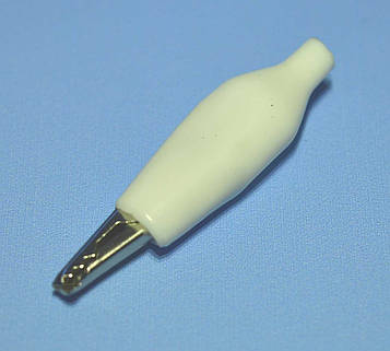 Зажим "крокодил" в гумці L-28мм білий 9-0008