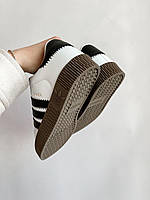 Adidas Samba жіночі кросівки білі з коричневою підошвою. Модні жіночі кроси Адідас Самба., фото 4
