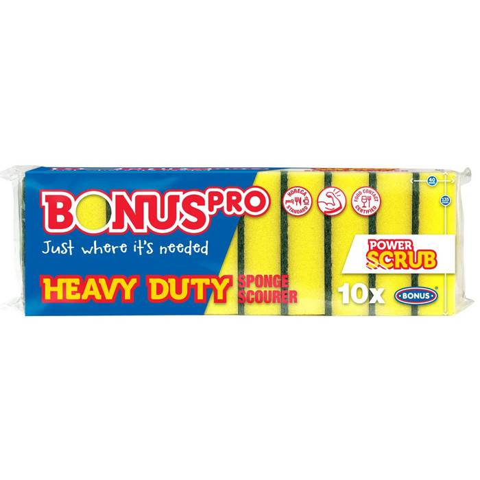 Губка для миття посуду Bonus PRO Heavy Duty Sponge 135*85*40 мм 10 шт
