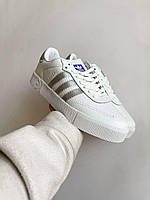 Adidas Samba жіночі кросівки білі зі сріблястими деталями. Класні жіночі кроси Адідас Самба., фото 3