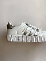 Adidas Samba жіночі кросівки білі зі сріблястими деталями. Класні жіночі кроси Адідас Самба., фото 6