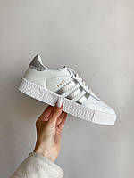 Adidas Samba жіночі кросівки білі зі сріблястими деталями. Класні жіночі кроси Адідас Самба., фото 11
