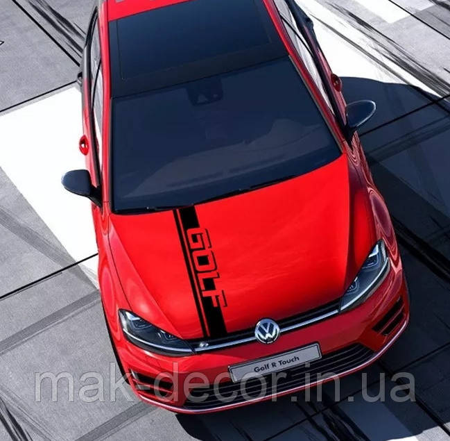 Вінілова наклейка на авто " Полоса Golf на капот "  14х110 см