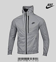 Куртка мужская Nike демисезонная ветровка с капюшоном весна осень серая найк модная