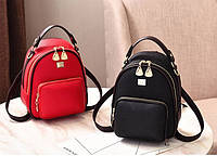 Жіночий стильний шкіряний невеликий дитячий рюкзак-ранець жіноча сумка сумочка 2в1