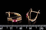 Жіночі класичні сережки XUPING прямокутні з рожевим каменем, сережки з мед сплаву під золото ЯКІСТЬ - 100 %, фото 4