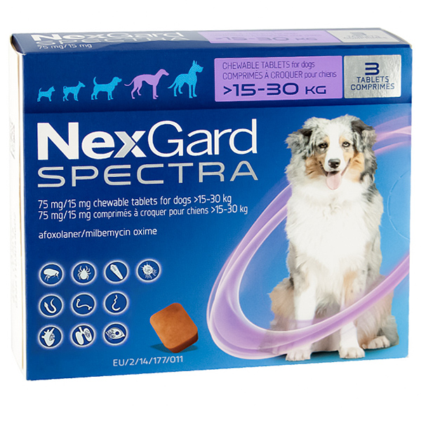 Таблетки проти бліх, кліщів і глистів Nexgard Spectra для собак вагою від 15-30 кг (ціна за 1 таблетку)