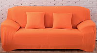 Чехлы для диванов без юбки трехместные, натяжной чехол на диван HomyTex Бифлекс Оранжевый Разные цвета