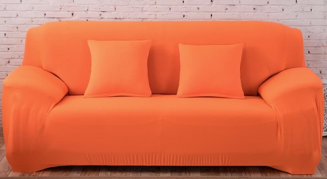 Чохли для диванів без спідниці тримісні, натяжна чохол на диван HomyTex Біфлекс Помаранчевий Різні кольори