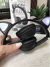 Bluetooth навушники MZ-023 з котячими вушками та LED підсвічуванням Чорні, фото 5