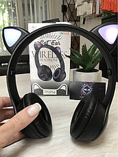 Bluetooth навушники MZ-023 з котячими вушками та LED підсвічуванням Чорні, фото 4