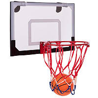 Мини-щит баскетбольный с кольцом, сеткой и мячем 45 x 30 см S011: Gsport