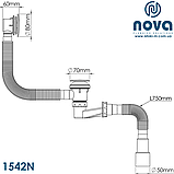 Сифон для ванни низький з механізмом click-cluck і гофротрубкой Ø 40/50 NOVA (1542), фото 2