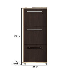 Висока тумба для взуття у передпокій Сокме Ніагара 3Д 58х137х27 см дуб сонома з фасадом венге магія