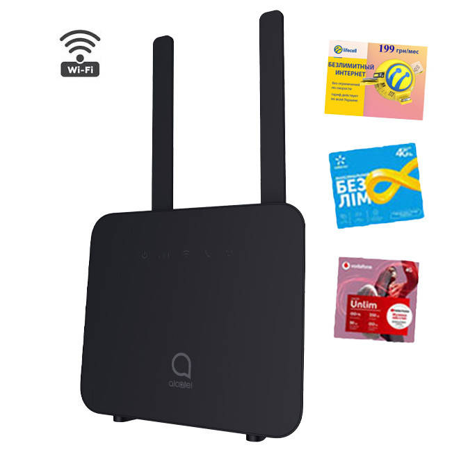 4G Wi-Fi роутер Alcatel Cat4 Home Station під сімкарту Лайфсел, Кіївстар, Водафон з двома виходами під зовнішню антену, фото 1