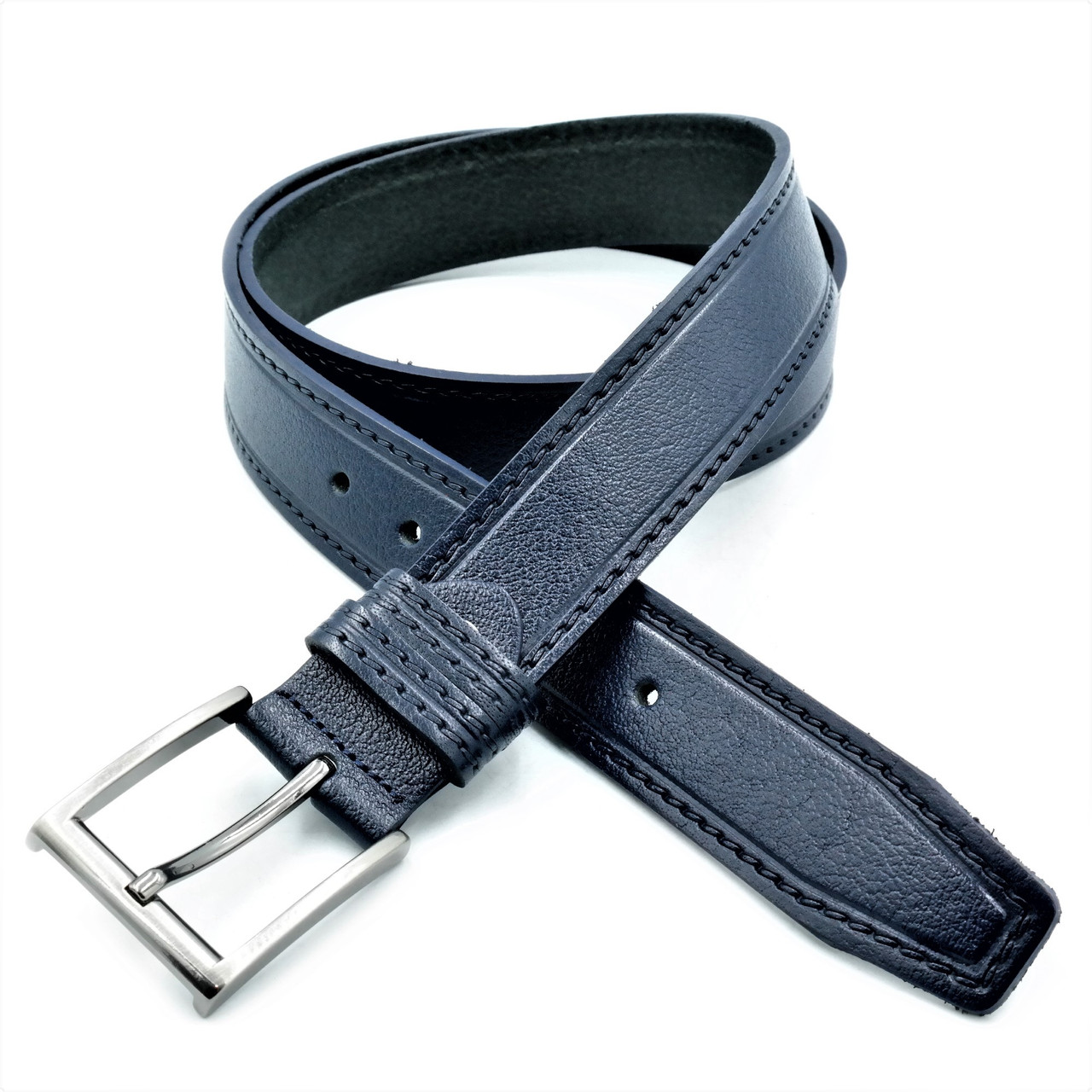 Шкіряний чоловічий ремінь Колір Синій Weatro mk-40tur-0014, фото 1