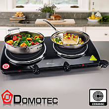Плита электрическая настольная двухконфорочная "Domotec" MS-5852, Черная электро плитка стеклокерамика (ST)