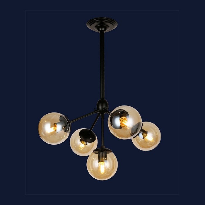 Світильник люстра чорна лофт levistella 756PL385-5 BK+BR