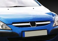 Накладки на решітку (2001-2005, 2 шт, нерж) для Peugeot 307