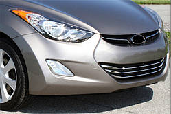 Накладки на решітку (3 шт, нерж.) для Hyundai Elantra (MD/UD) 2011-2015 рр