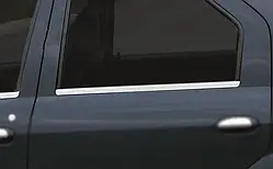 Окантовка вікон (4 шт, нерж.) OmsaLine - Італійська нержавійка для Renault Logan I 2005-2008 рр
