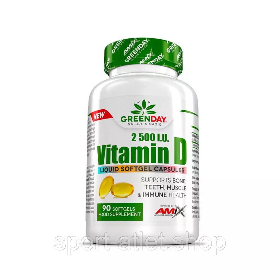 Вітаміни та мінерали Amix Nutrition GreenDay Vitamin D3 2500 IU, 90 капсул