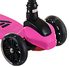 Самокат дитячий SF508 рожевий до 60 кг | триколісний міні самокат з світяться PU колесами і гальмами, фото 3