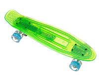 Пенни Борд - скейт Penny Board 850 прозрачный зеленый | USB пенниборд скейтборд с LED подсветкой деки и колес