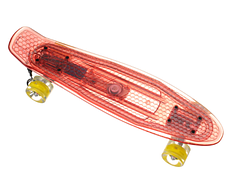 Пенні Борд - скейт Penny Board 850 прозорий рожевий | USB пенниборд скейтборд з LED підсвічуванням деки і