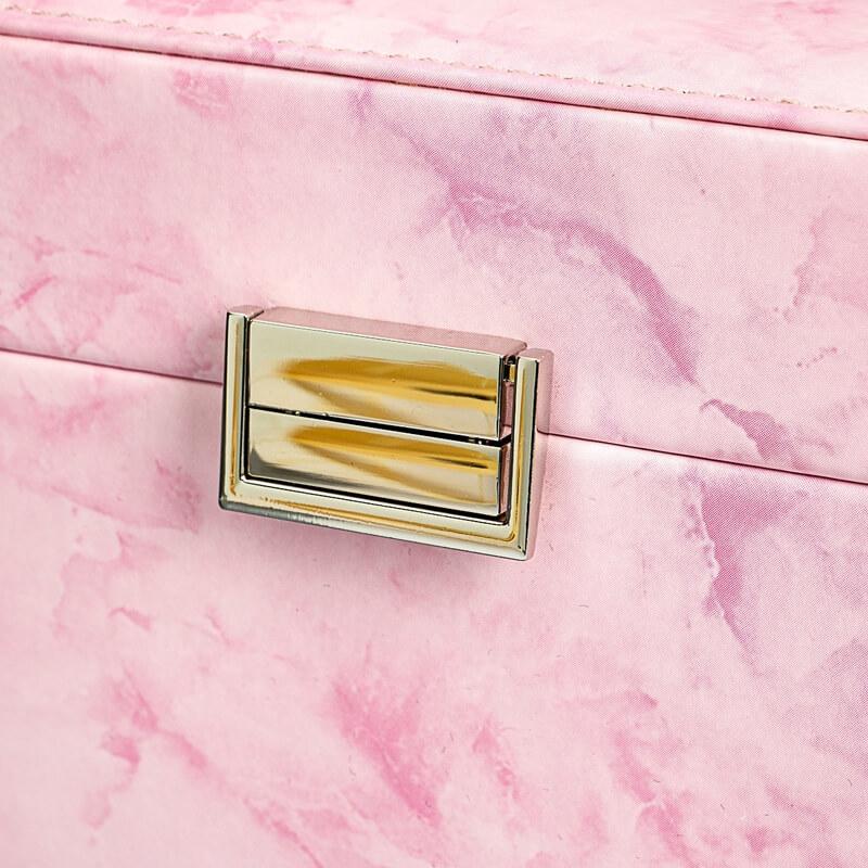 Шкатулка для украшений драгоценностей бижутерии розовая с зеркалом 21,5*14,5*6 см. BST 030707 - фото 2 - id-p1616258869