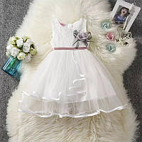 Детское белое нарядное платье для девочки, размер 100