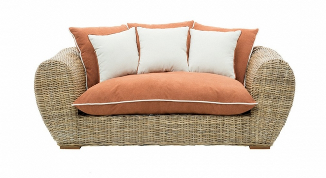Двомісна софа-диван Cruzo Пеллегріно плетена натуральний ротанг, фото 1