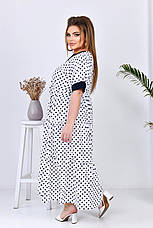 Довге Літнє плаття з коротким рукавом для пишних дам біле плаття в горох, фото 4