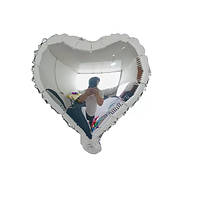Сердце 25 см серебро фольгированный шар