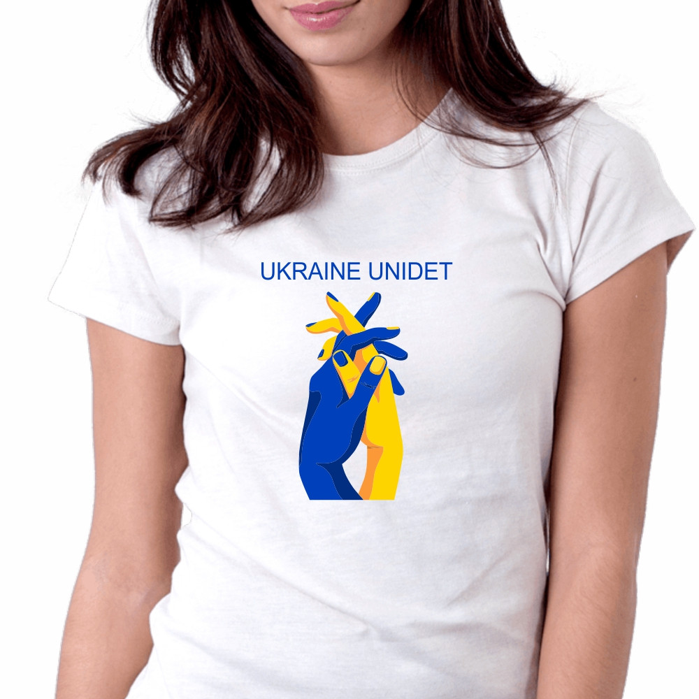 Футболка жіноча біла бавовняна «Україна єдина!» S-2XL / Літня стильна футболка з принтом патріотична