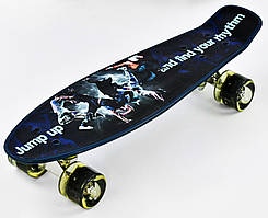 Скейт Пенні борд зі світними PU-колісками Best Board Jump Up 55х14 см Різнобарвний (74497)