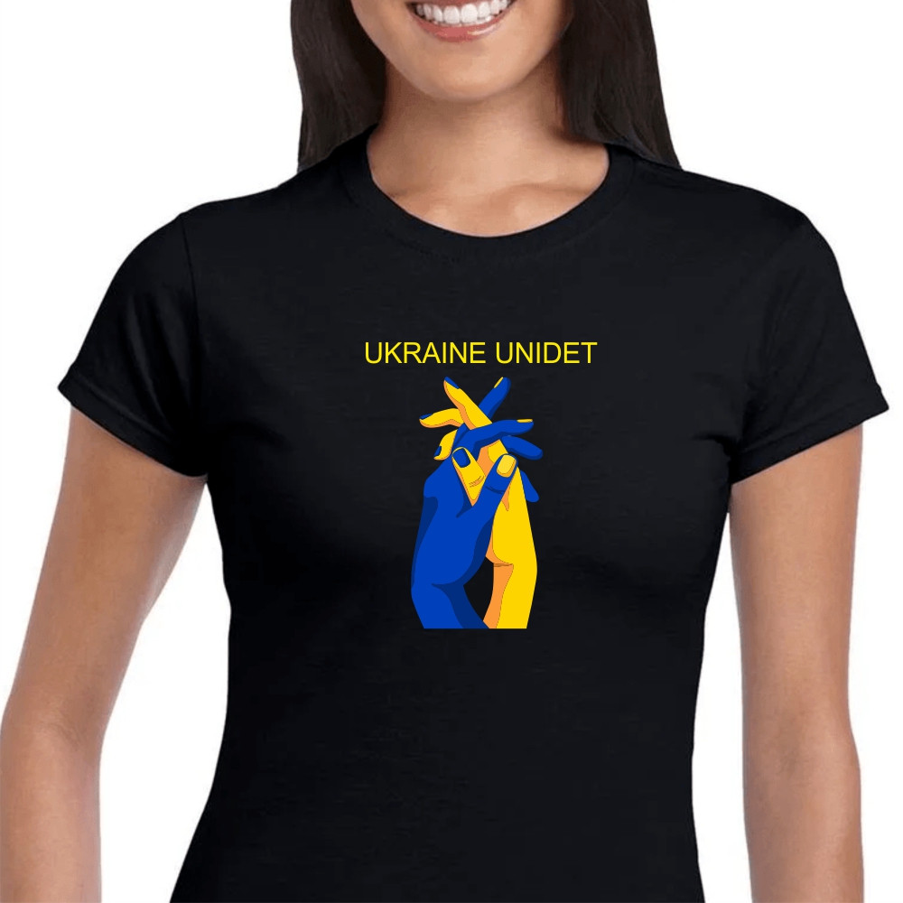 Футболка жіноча чорна "Україна єдина!", фото 1