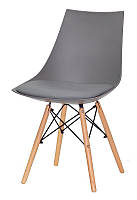 Стул Klim серый Eames Style, стул с мягкой подушкой на сиденье на буковых ножках