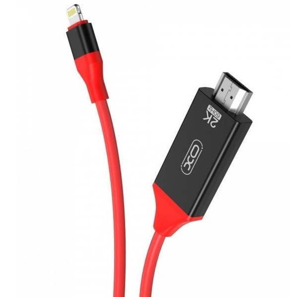 Кабель Перехідник Lightning to HDMI XO GB006 |2K/60Hz/1800mm| Червоний, фото 1