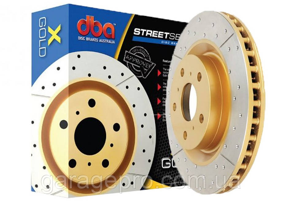 Передній вентильований перфорований гальмівний диск DBA Streeet Series X Gold для Toyota Hilux 2005-2015