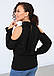 Жіноча повсякденна блузка з вирізами, чорна, фото 4