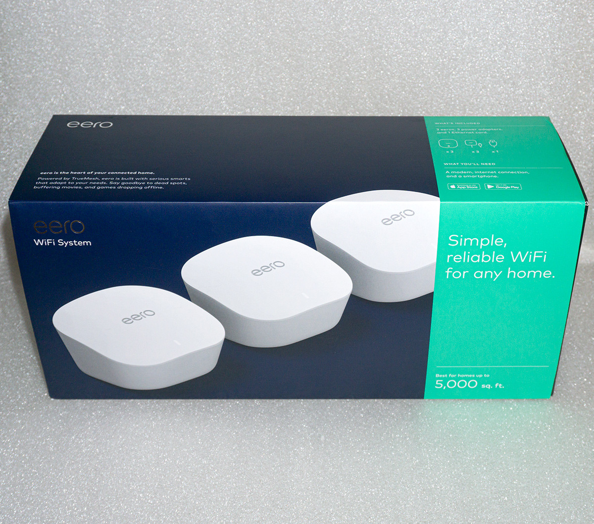 Комплект Amazon Eero Mesh 3 WiFi роутера 802.11ac AC1300 Duand 2.4+5 ГГц MU-MIMO для великого будинку J010001