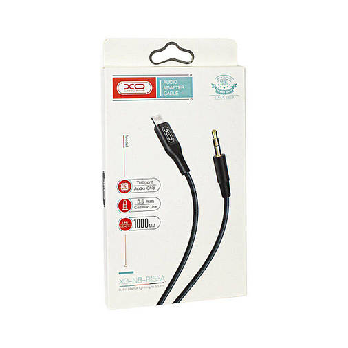 Кабель-переходник iPhone Lightning на AUX 3.5 XO NB-R155A (чёрный), фото 2