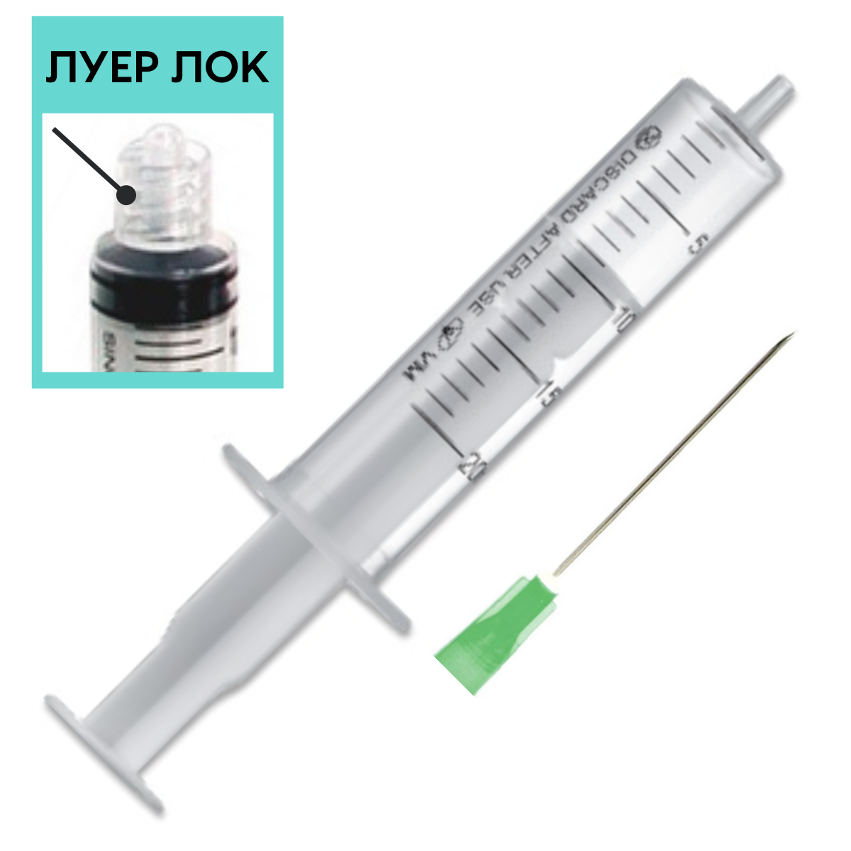Шприц 20 мл ЛУЕР ЛОК игла 21G (0,8х40 мм) 50 шт/уп, Vogt Medical (ID ...