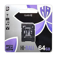 Карта пам`яті microSDHC+SD adapter HI-RALI 64 GB 10class