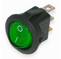 Переключатель клавишный KCD1-101N-8 с подсветкой ON-OFF круглый 3pin зелёный