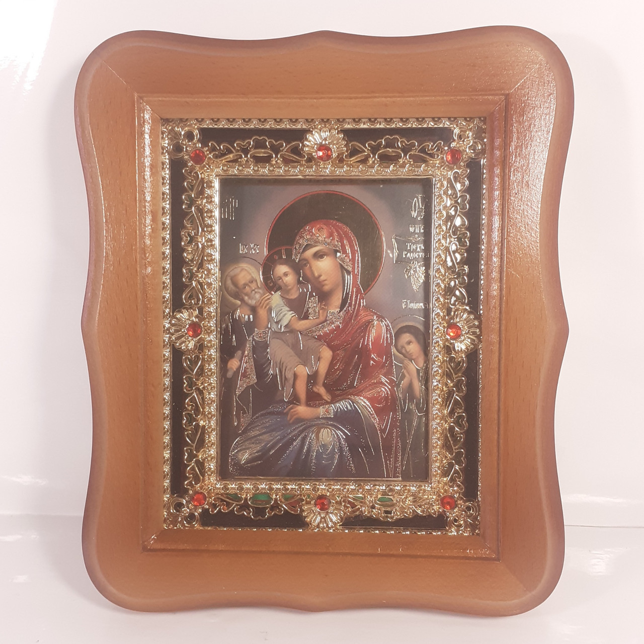 Икона Трех Радостей Пресвятая Богородица, лик 10х12 см, в светлом ...