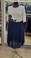 Платье женское нарядное модель Р-1669 бело-синее