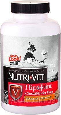 Жувальні таблетки для собак Зв'язки і Суглоби 1й рівень Nutri-Vet Hip and Joint Regular Strength 120 табл, фото 1