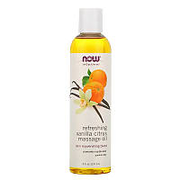 Массажное масло с ванилью и цитрусами NOW Foods "Refreshing Vanilla Citrus Massage Oil" освежающее (237 мл)
